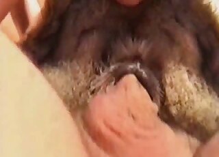 Animal’s two tight holes are getting double penetrated with passion