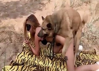 Zoo sex adventures of tattooed vixen and her horny pet dog