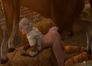Ciri gets reamed by Roach in a Witcher bestiality 3D porn movie