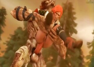 Triss from the Witcher is getting fucked by a werewolf passionately