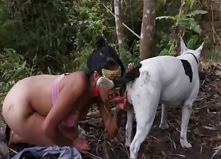 Big ass Latina in outdoor forest scenes of rough animal sex