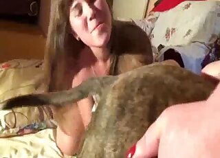 Amateur wife plays with the tasty dog cock in very sloppy oral scenes