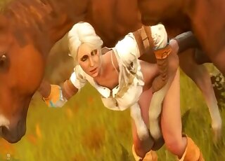 Brutal animated zoo scenes with a blonde taking merciless horse cock
