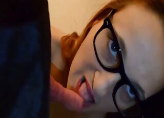 Nerdy whore filmed throating the dog's penis in quite some manners