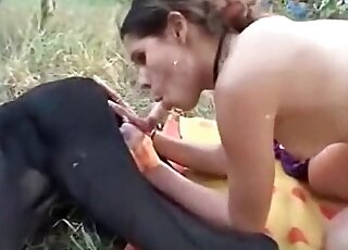 Agile oral skills of a zoophile bitch get exposed during hot zoo porn