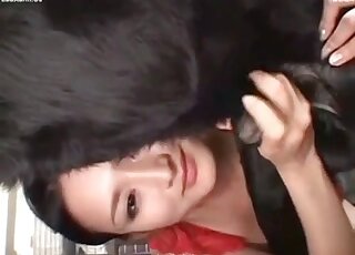 Horny Japanese chick performs a passionate handjob to her dog