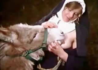 Two crazy nuns go dirty with a donkey when nobody sees