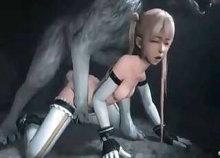 Slutty anime chick gives her needy twat to a fabulous beast