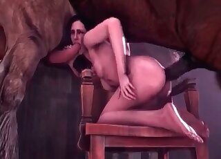 Nasty anime MILF gets mouth and cunt screwed by fabulous stallions