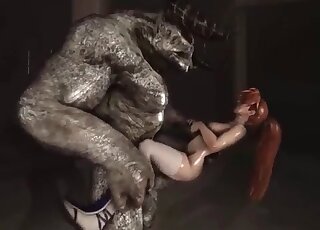 Aweome cartoon monster catches a hot anime chick and hammers her pussy