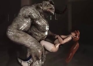 Aweome cartoon monster catches a hot anime chick and hammers her pussy