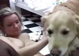 Lesbian matures want to get their cunts licked by their nice dog