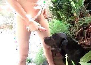 Lovely man with a hard cock seducing black animal in zoo XXX