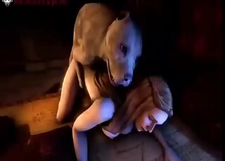 Cute 3D blonde gets fucked from behind by a dog in a zoo porn movie
