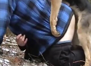Open-minded zoophile dude fucked on all fours by a kinky animal