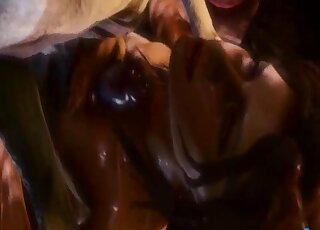 Closeup oral fuck with a dog and horny Tomb Raider, Lara Croft